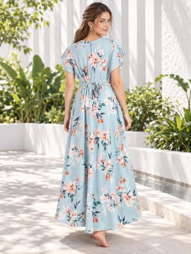 Image of CLOUD SOFT Women's Rayon Cotton Floral Printed Maternity Feeding Gown | Full-Length Nursing Nighty with Zipper | Pre & Post Pregnancy Dress (CS11004-5 MT All)