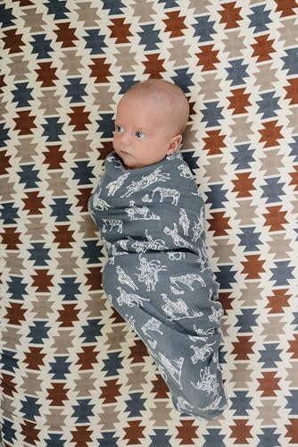 Image of Mebie Baby Wild West Muslin Swaddle, Modern and Neutral Swaddle Blanket for Baby Girl or Boy, Soft Baby Blankets, Newborn Swaddle Blanket, 0-3 Month, Comfy Wrap, Baby Essentials & Gifts