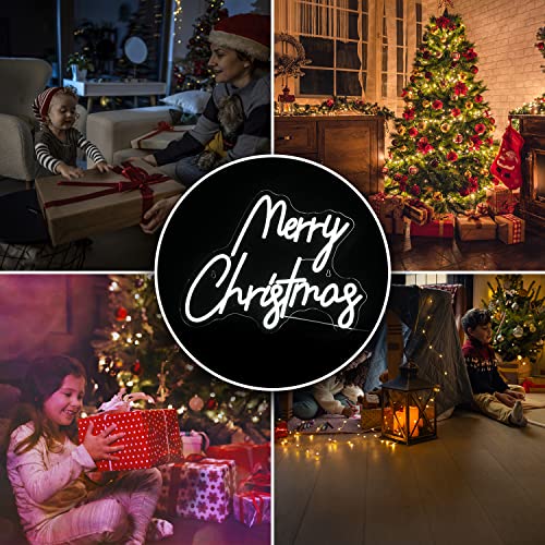 Image of Merry Christmas Neon Sign White Neon Light Letter Neon Light with Switch Novelty Lighting for ChristmasWall Decor Party Wedding Birthday Party Decorations