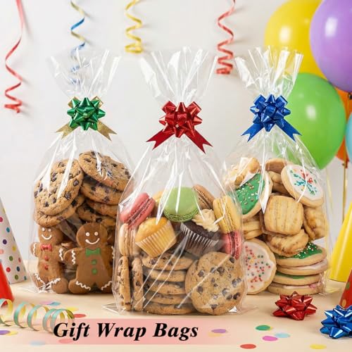 Image of woric 60PCS Cellophane Gift Bags 12x18 Inch Clear Treat Bags | with Twist Ties Cellophane Wrap for Cookie Bakery Candy Small Gift Basket Party Favor Baby Shower Birthday Fall Teacher Gifts