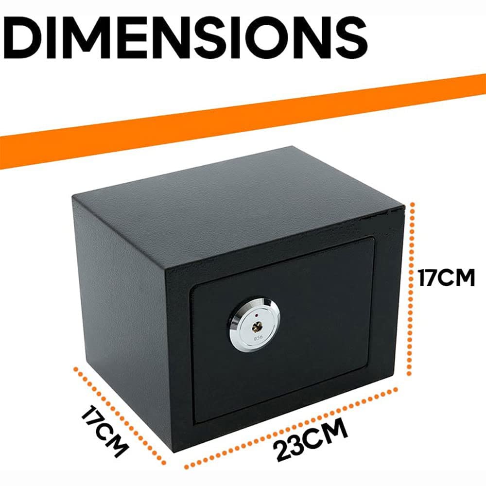 Mini caja fuerte de alta seguridad con llave de acero con bloqueo de dinero para el hogar y la oficina, ideal para ancianos, dinero compacto (negro 17)