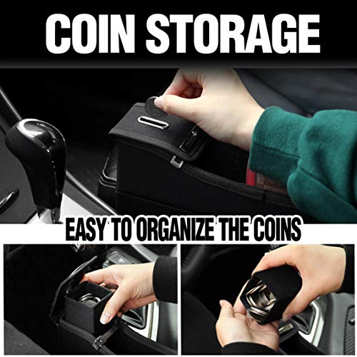 KMMOTORS Coin Side Pocket Black Console Side Organizer Crevice Filler Console Side Organizer Multi-Functional Storage (Black. Passenger)