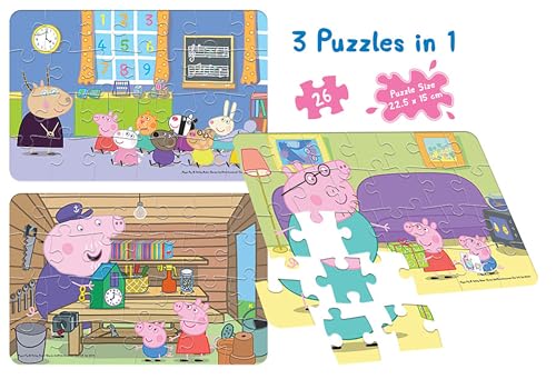 Image of Frank Peppa Pig (26 Pieces) 3 in 1 Jigsaw Puzzle for Kids Above 4+ Years - Fun & Challenging Brain Booster Games - for Focus and Memory - Encourages Creative Thinking - 60404