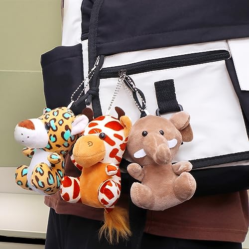 Tacobear 12 Stück Dschungel Kuscheltier Spielzeug 14cm Plüsch Schlüsselanhänger Kinder Weiche Mini Püschtier Stofftiere für Safari Party Mitgebsel Geburtstag Ostereier Weihnachten Kleine Geschenke