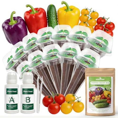 12 Pods Pepper Green Seed Pod Kit for AeroGarden Ahopegarden Hydroponics Growing System 3100+ Seeds of Cherry Tomato Yellow Purple Red Sweet Pepper Cucumber