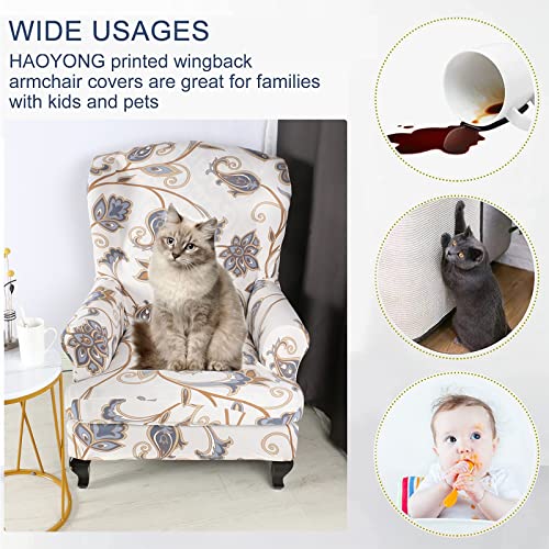 HAOYONG-Wing-Chair-Slipcovers-Printed-Wingback-Chair-Covers-2-Pieces-Wingback-Armchair-Slipcover-Stretch-Chair-Slip-Covers-Washable-Armchair-Protector-Cover-for-Living-Room-and-Bedroom HAOYONG Wing Chair Slipcovers Printed Wingback Chair Covers 2 Pieces Wingback Armchair Slipcover Stretch Chair Slip Covers Washable Armchair Protector Cover for Living Room and Bedroom