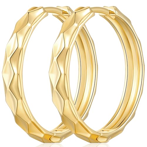 14K Gold Hoop Earrings for Women 14K Gold Huggie Earring Small Earrings for Womens Easy to Style 15/25MM