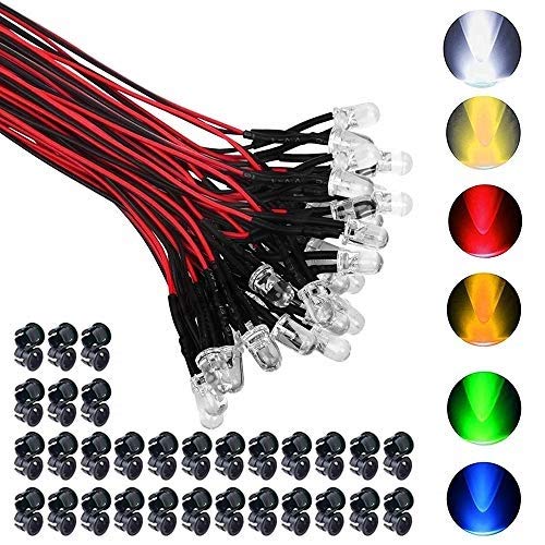 GTIWUNG 60Pcs Luces LED de Diodo 12V DC Pre Wired LED Diodos...