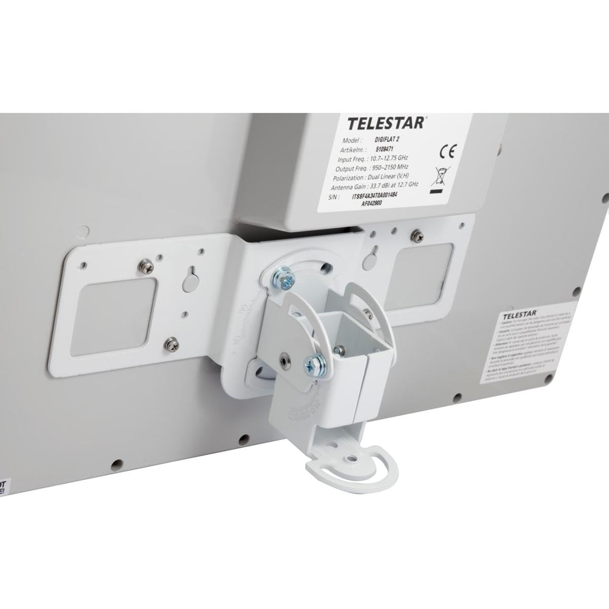 antenne Telestar Digiflat 2 lits jumeaux par satellite plat pour 2 participants (LNB: 0.2dB, 33,7 dBi gain, fenêtre-mur / poteau, boussole, outil de montage) blanc