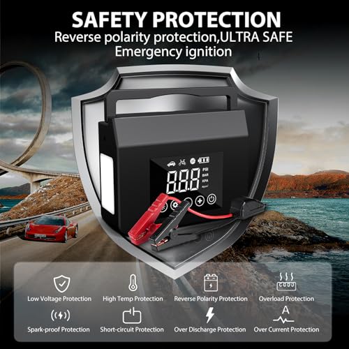 Image of Portable Car Battery Jump Starter with Air Compressor 4000A 150PSI Inflator