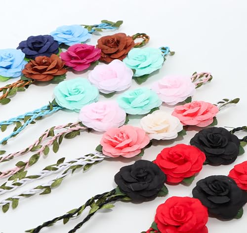 NIDMIDO Women Flower Belt for Dress Women Bohemian Style Rope Braid Waist Belt Rose Tassels Waist Accessories for Skirt3