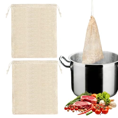 zstg Bolsa de Cocina 20x30cm, 2 Mallas de Cocción de 1.5Kg en Algodón Puro, Reutilizables para Cualquier Tipo de Olla, Cocinar Legumbres, Garbanzos, Verduras y Cocido, Hechas de Algodón