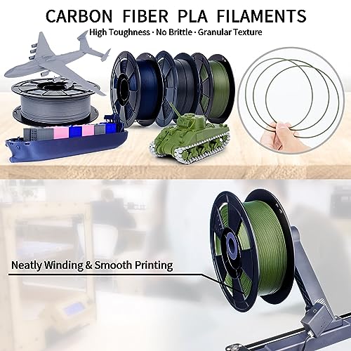 Image of ZIRO Carbon Fiber PLA Filament 1.75mm, CF-PLA 3D Printer Filament, Reinforced PLA Colorful 0.8KG, 15% Carbon Fiber Contained Spool, Fits for Almost All FDM 3D Printers, 1.76lbs, Military Green
