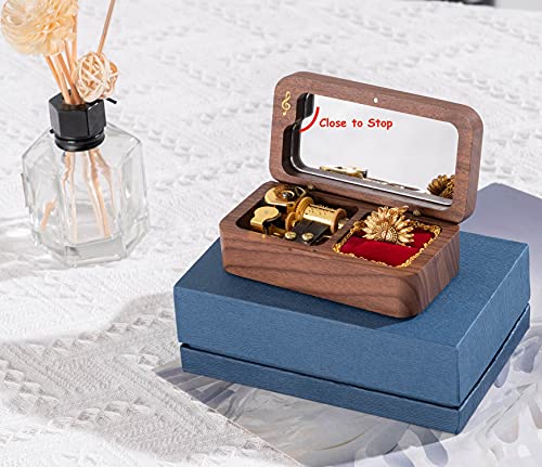 Bella Globe You Are My Sunshine Music Box With You Are My Sunshine Sunflower Necklace Gift For Women Mom Grandma Daughter Sunflower Pendant Necklace In Wind Up Wood Jewelry Music Box #TOP3