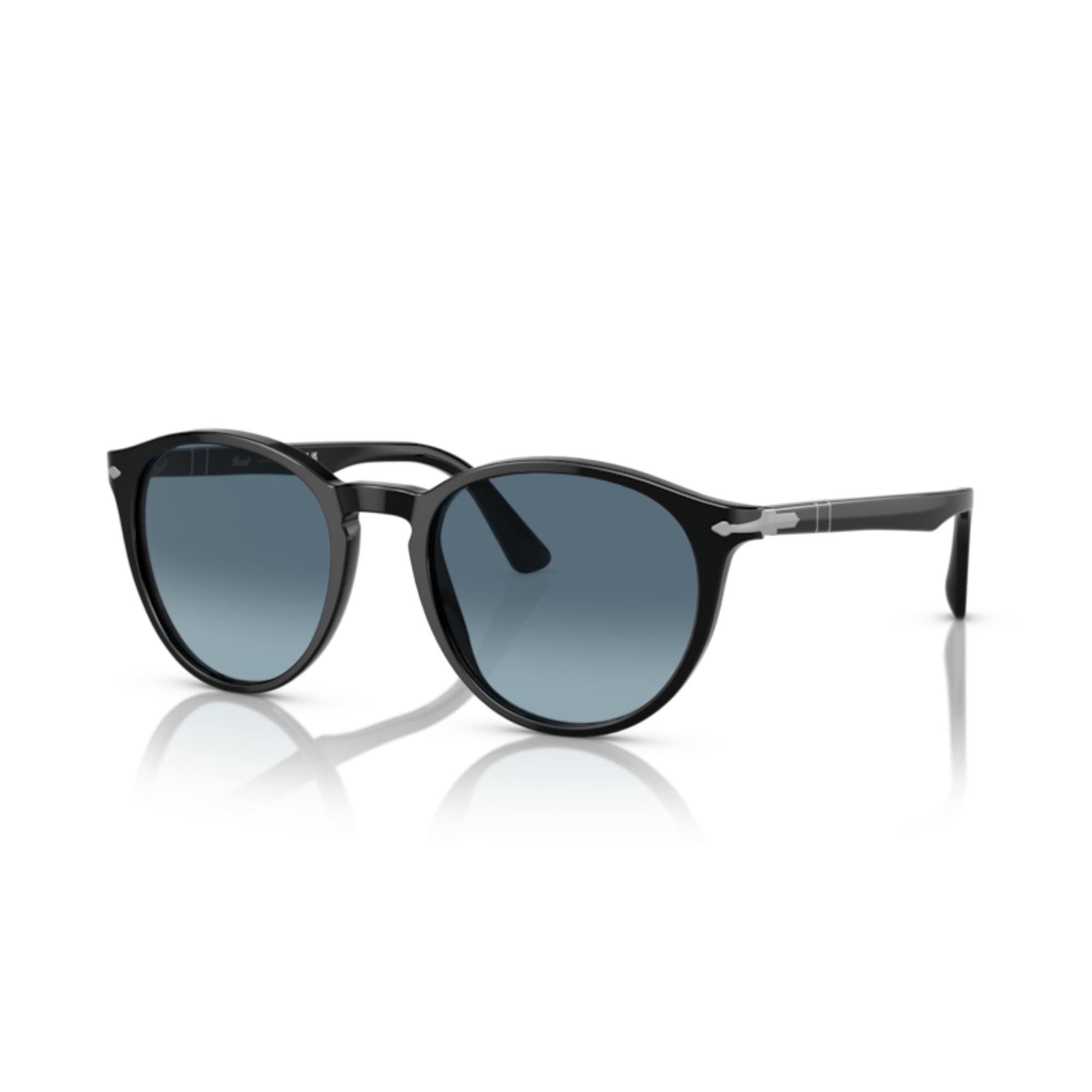 Persol PO3152S 9014Q8 52MM Black/Crystal Lens Azure Gradient Blue Round Sunglasses for Men +BUNDLE with ACCESSORY EYEWEAR KIT