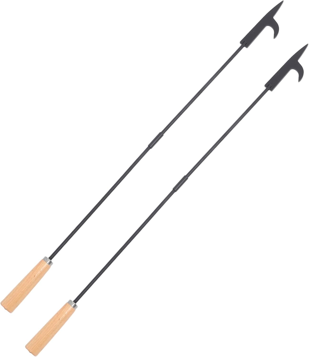 2pcs Heavy Duty Fire Poker with Wood Handle for Fire Pit and Indoor Fireplace Outdoor Campfire Stove Poker Stick and BBQ Use