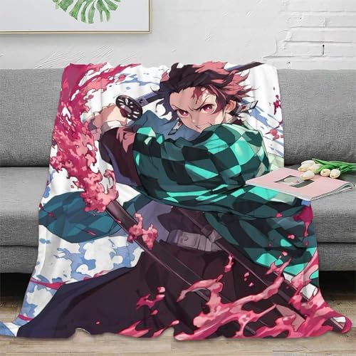 UPRSTUVWX Demon Slayer Manta Manta Impresa 3D Kimetsu No Yaiba Microfibra Mullida Multiusos Cubierta De Cama Suave Acogedora Y Cálida para Niños Adultos，para Adultos Y Niños 70x80inch(180x200cm)
