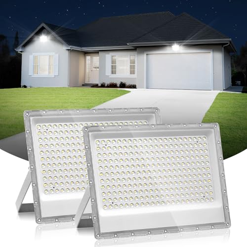 Hondony 2 Stück 200W LED Strahler Außen, 6500K LED Fluter Flutlicht, IP66 Wasserfest Scheinwerfer Aussenstrahler, tageslichtweiße Beleuchtung für Lager, Garten, Garage, Hof, Parkplatz