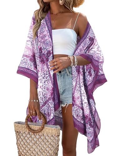 Beautiful Nomad Women's Kimono Swimsuit Coverups Beach Floral Casual Cardigan Bathing Suit Cover Up for Summer Swimwear