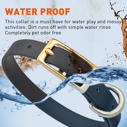 Image of Viper Biothane Heavy Duty Waterproof Dog Collar Strong Coated Nylon Webbing w /Solid Brass Hardware Odor-Proof Easy to Clean High Performance Fits Small Medium or Large Dogs, Black