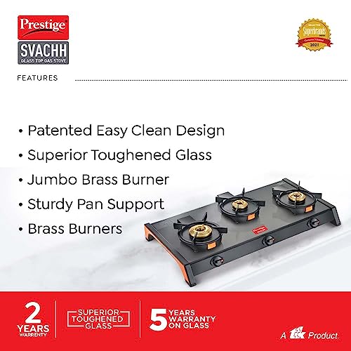 Compare Prestige Svachh Glass Top Gas Stove (3 Burners) with Liftable