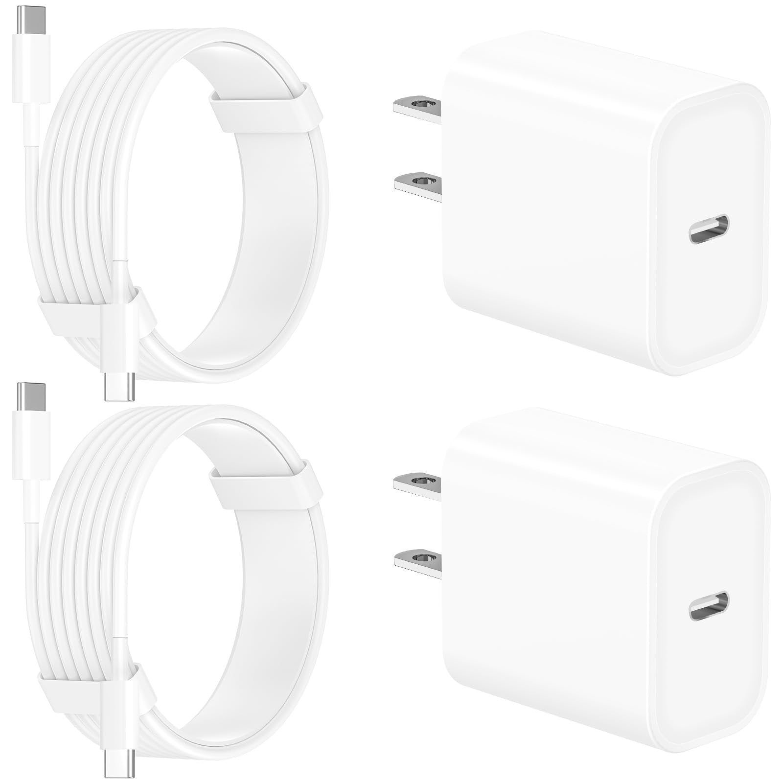 [Apple MFi Certified] iPhone 17 Charger Fast Charging, Linocell 4Pack 20W USB C Charger Dynamic Power Adapter Type C Wall Chargers + 6FT Type C Cord for iPhone 17/17 Pro/17 Pro Max/16/15/iPad/AirPods