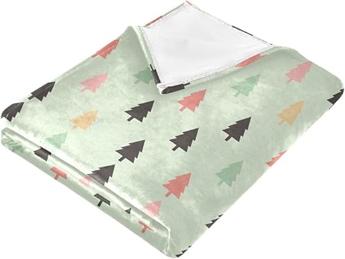 Miniatura 2 de Flat Christmas Fir Trees Pattern Microfiber Throw Blanket for Adults Kids, Comfy Winter Blanket for Bedroom Chair 60"x90"