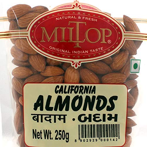 Image of Miltop Raw California Almonds | Premium Badam Giri | High in Fiber & Boost Immunity | Hand-Picked Nuts & Dry Fruits| 250gm Pouch