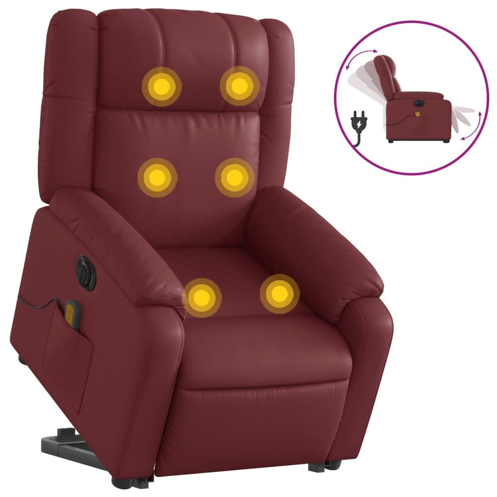 LAPOOH Lehnstuhl mit Rückenlehne, weinrot, aus Kunstleder, verstellbare Sessel für Wohnzimmer, Aufstehsessel, Relaxsessel (SPU:3205175)