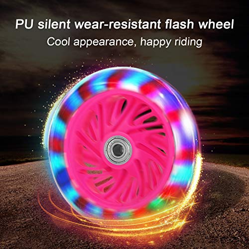 BNKIHDD Bicycle Training Wheels Flash Mute Wheel with Adjustable Kids Stabilizers Mounted Kit Compatible for Bikes of 12 14 16 18 20 Inch (Pink)