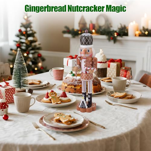 Nutcracker Gingerbread Figure, 14.4 Inch Wooden Christmas Nutcracker Decor, Xmas Nutcracker Figures Mantel Ornament Festival Shelves Decorations
