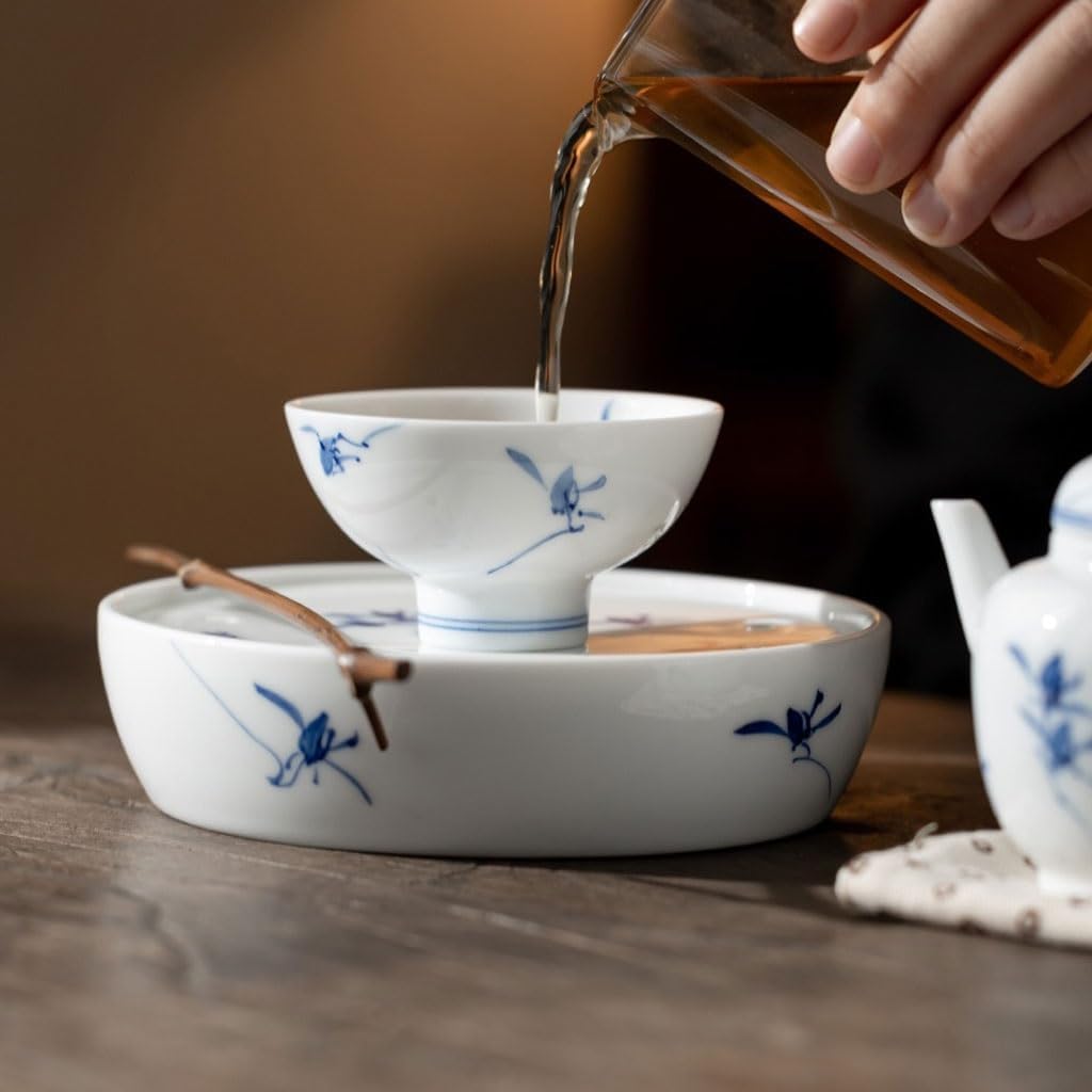 GSOUL Kungfu Tea cup Chinese Hand-painted Butterfly Orchid Tea Cup Home Office Ceramic Single Host Kung Fu Small Tea Cups