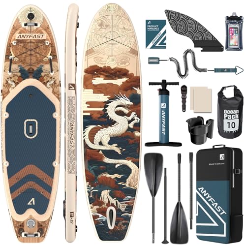 ANYFAST Stand up Paddle-Board-Wide-Inflatable-Fishing-Paddleboard - 11'x35'',450lbs,Extra Wide,Ultra Stable,Non-Slip SUP,Pump,Camera Mount,Leash,Backpack,Kid Handle, Accessories,Youth/Adult