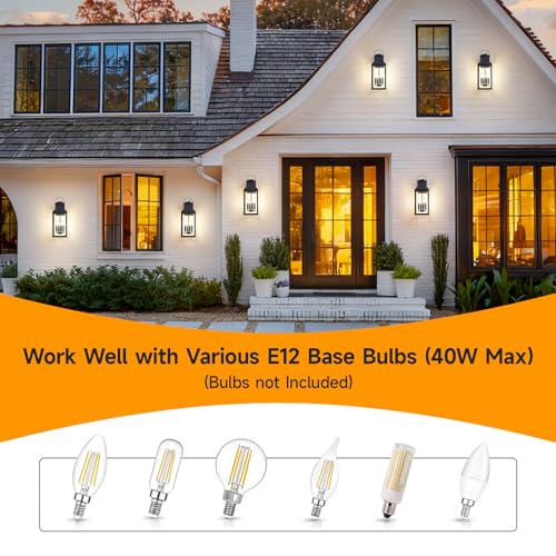 Image of Dusk to Dawn Outdoor Wall Lantern, 22'' Large Exterior Porch Sconce Lights