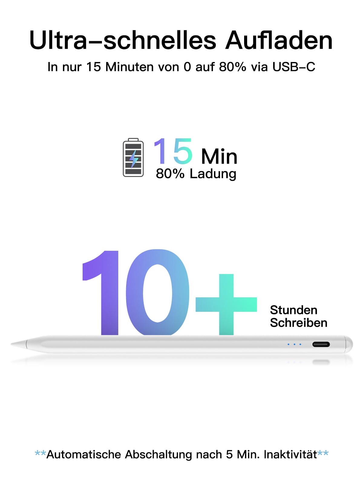 Penna per iPad 2018-2026 con Ricarica Rapida, Rifiuto del Palmo e Rilevamento dell'Inclinazione, Compatibile con iPad 11/10/9/8/7/6/A16, Mini 7/6/5, Air M4/M3/M2 11"/13"/5/4/3, Pro M5/M4 13"/12.9″/11″