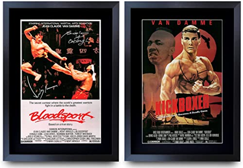 HWC Trading FR A3 BloodSport & Kickboxer Collection Jean-Claude Van Damme Cadeaux imprimés affiche photo autographe signée pour les fans de cinéma - A3...