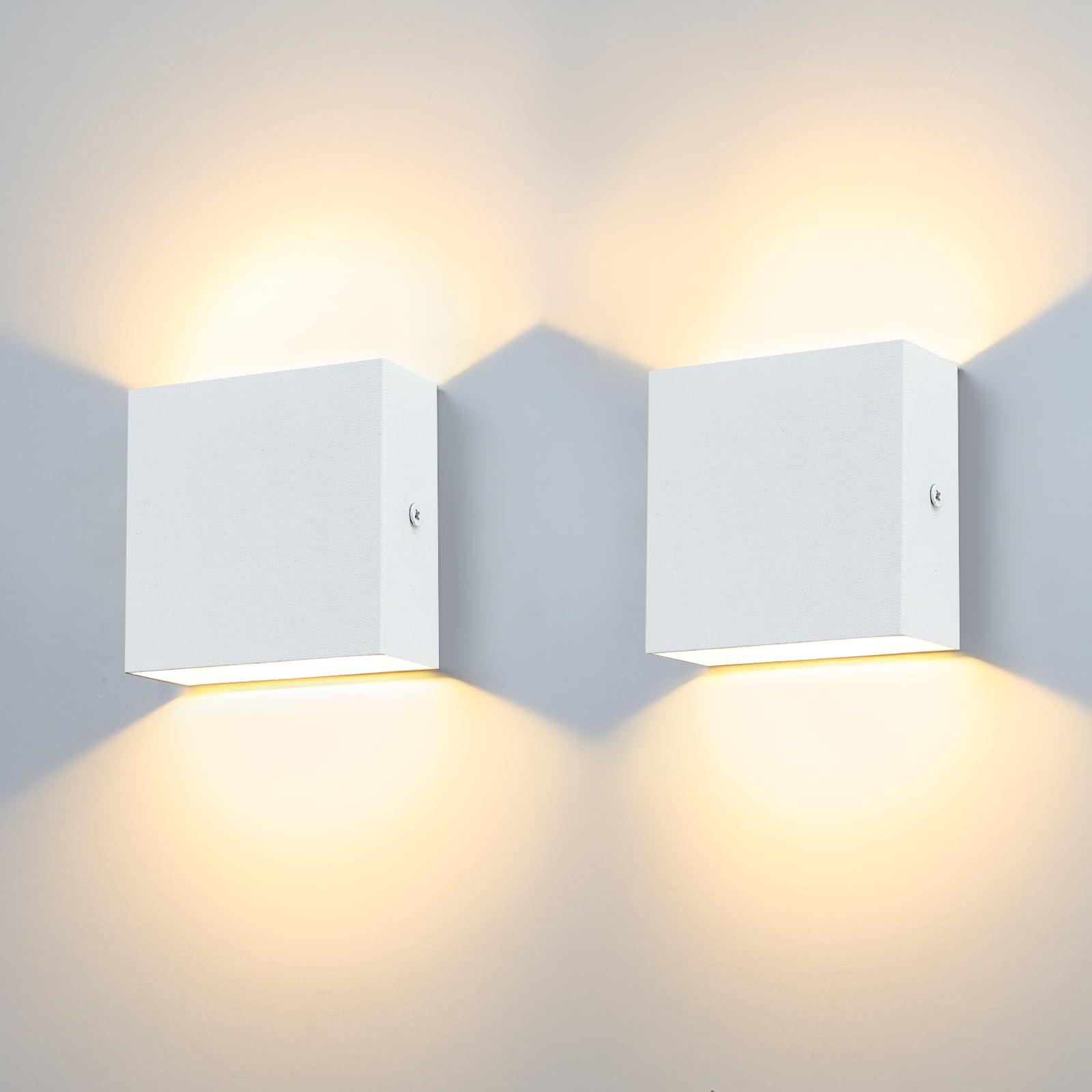 KYOTECH 12W Apliques de Pared LED Interior Exterior Luz de Pared Aluminio LED Bañadores de Pared Impermeable IP65 Moderno para Dormitorio Baño Sala de Estar Escaleras Porche Pasillo KTV, Blanco 3000K