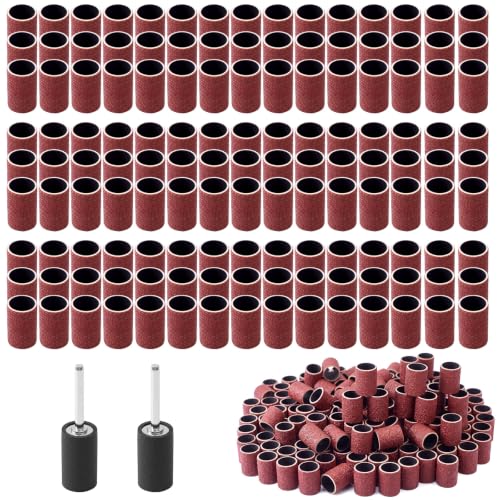 200 Pcs 1/4 Inch Sand Drum Grit 60 with 2 Pcs 1/8 Inch Mandrel