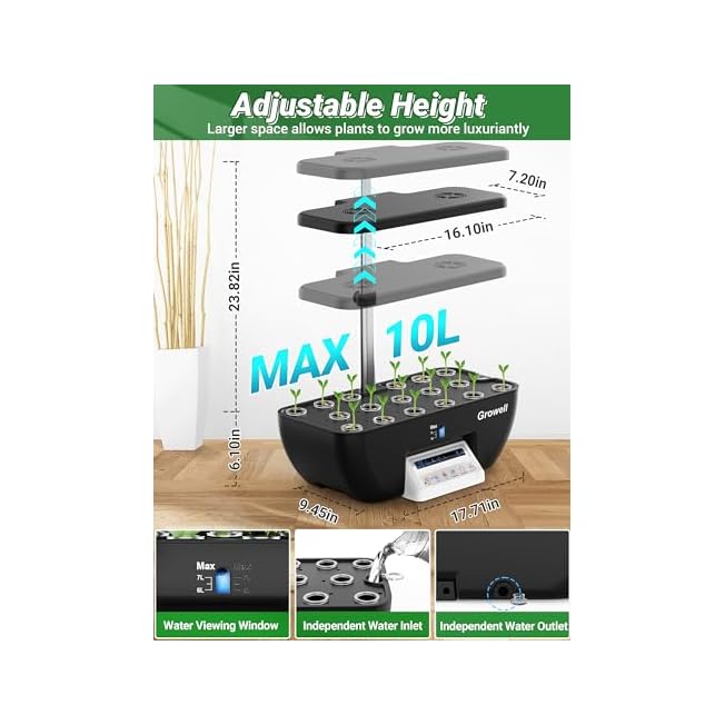 Hydroponics Growing System Kit, 17 Pods Herb Garden with 102 28W Full-Spectrum Grow Lights & 2 Fans, 10L Water Tank, Auto Timer