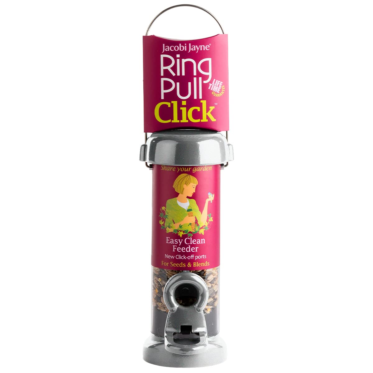 Jacobi Jayne RP3-S1G Ring-Pull Click Small Seed Feeder, green Bird — view 11
