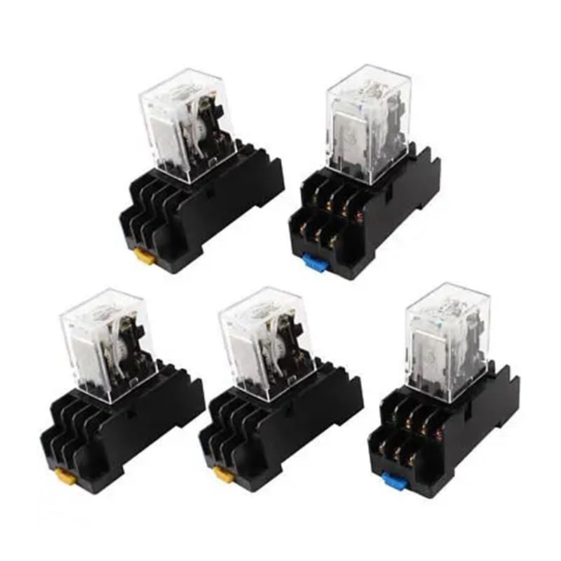 5 relés de Potencia de CC de 24 V, 4 Pines, LED Verde, 14 Pines, con Base de zócalo
