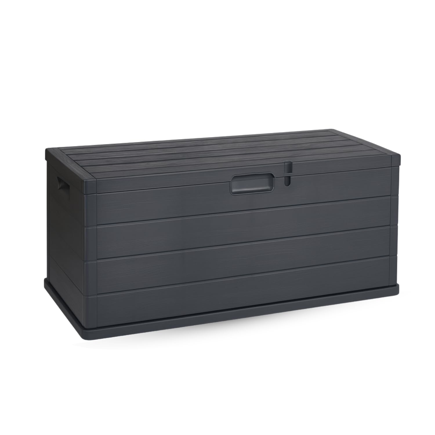 VIRSUS Baule da Giardino con Ruote, misura 118x59x57 cm, Cassapanca Effetto Legno Antracite, Impermeabile, Chiusura Lucchettabile, Contenitore da Esterno, Capacità 340 Litri -​ALP001F