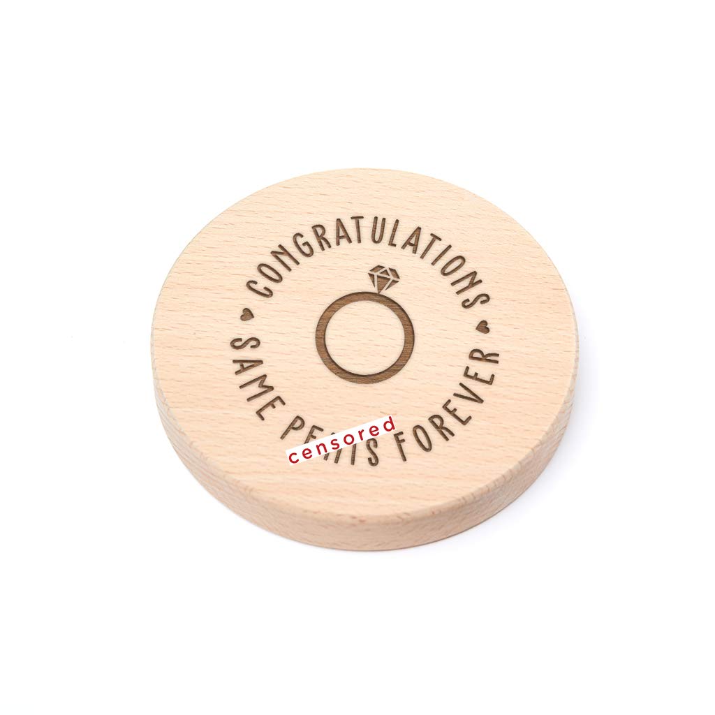 "Same P*nis Forever" Wooden Coaster - Rude Hen Party Gifts - Funny Present for the Bride