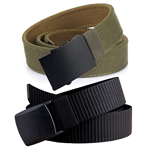 TENINE Ceinture décontractée pour Hommes, Ceinture Tactique en Toile de Nylon Unisexe, Ceintures réglables avec Boucles de Ceinture automatiques Cover