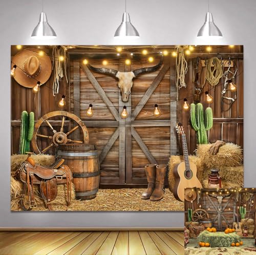 Fondo fotográfico vaquero rústico 8x6 pies miniatura 1