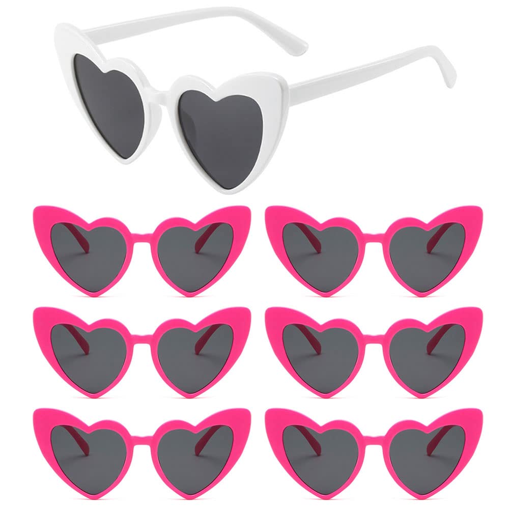 7 Pcs Love Heart Shaped Sunglasses - Bachelorette Party Bridesmaid Bride Heart Sunglasses
