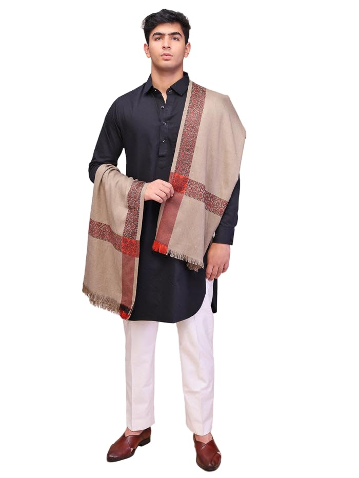 swi with label Men's Brown Woven Design Acrylic Wool Shawl_5MH7_Brown (Size: 50x100 in)-picture-27