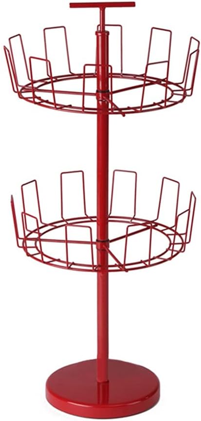 Organizer Red Wrought Iron Shoe Rack, Rotatable Shoe Rack Multi-functional Storage Rack Indoor Round Storage Rack 31 * 65.5CM Space Saving (Size : 31 * 65.5CM)