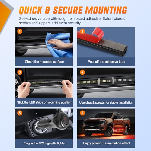 Image of Nilight 2PCS 70 Inch Emergency Strobe Light Strip with Controller 864 LED Red White Running Board Lights Flexible Side Flashing Warning Caution Safety Waterproof for Truck Construction Pickup