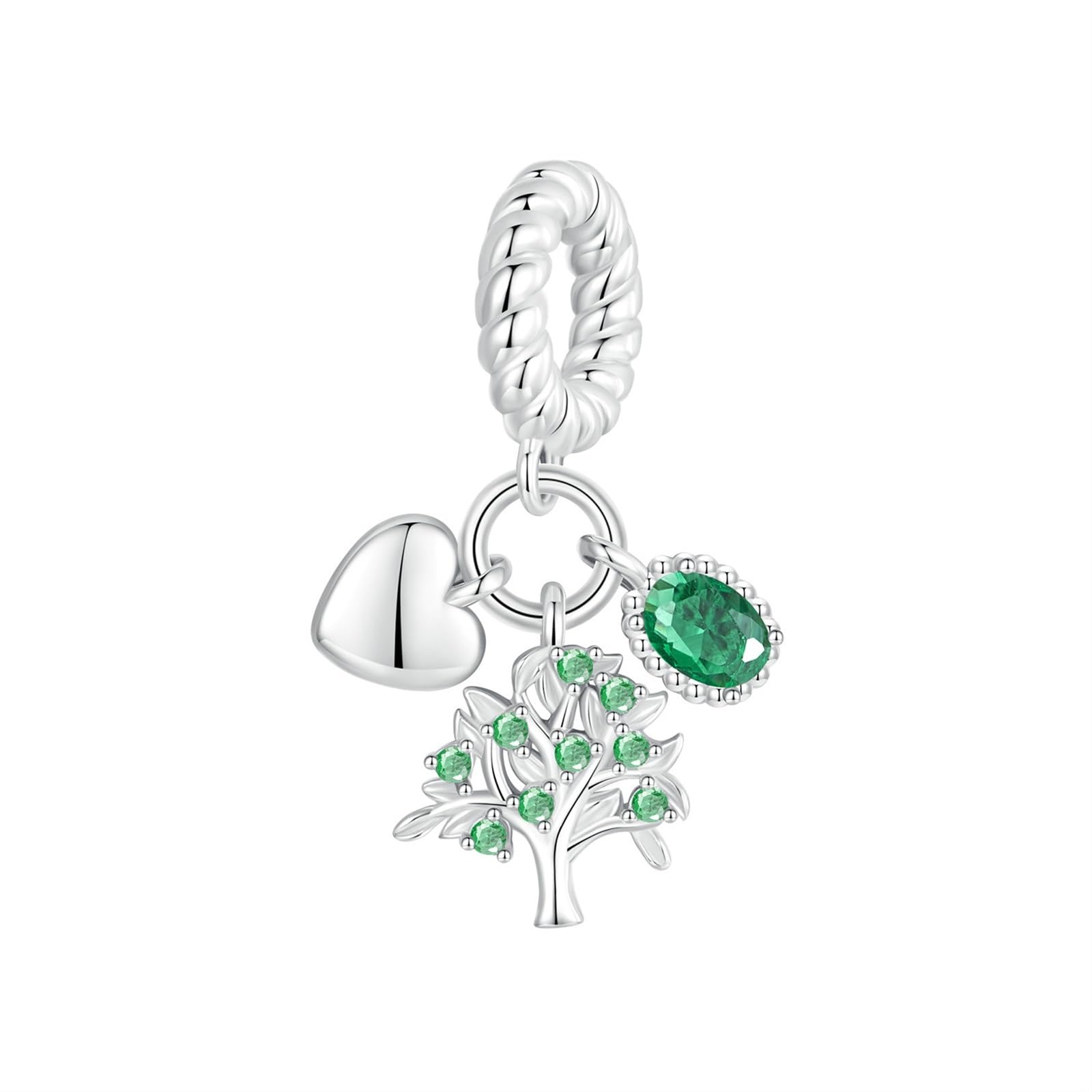Cuentas colgantes de plata antialérgicas pulseras corazón de la suerte dijes duraderos 8